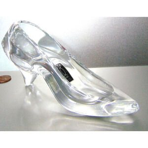 NEW Oneida CRYSTAL Cinderella Clear GLASS SLIPPER SHOE Ring Box Cake Topper NWT